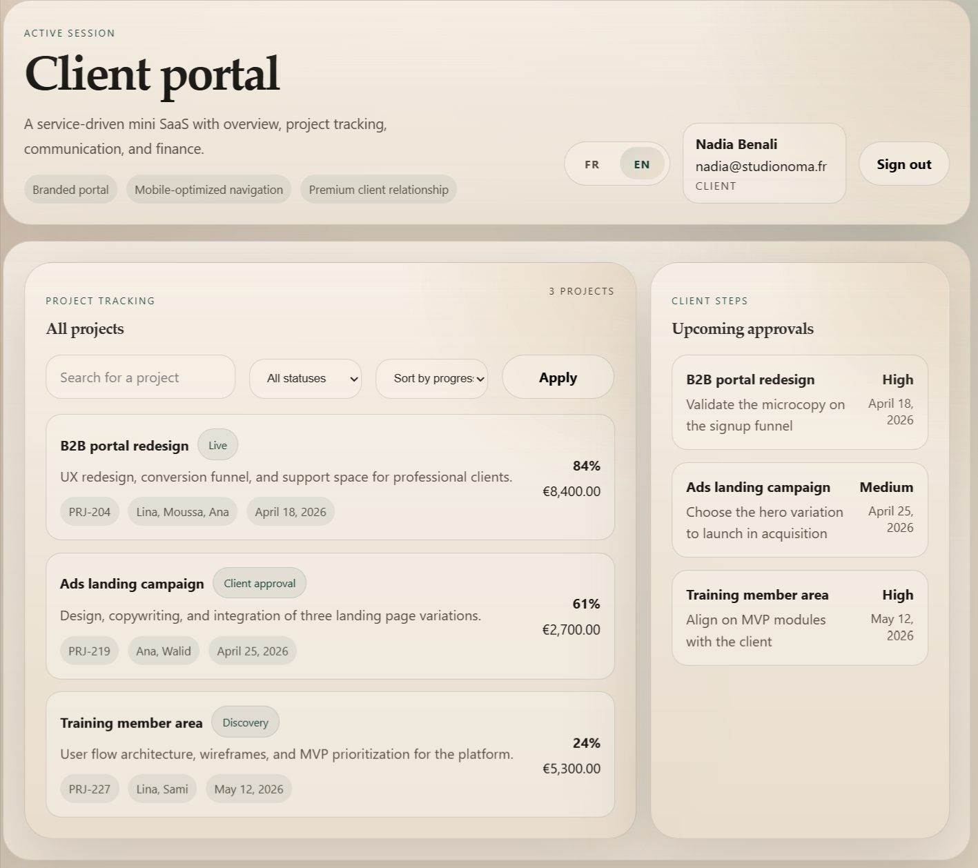 StudioFlow - projet client